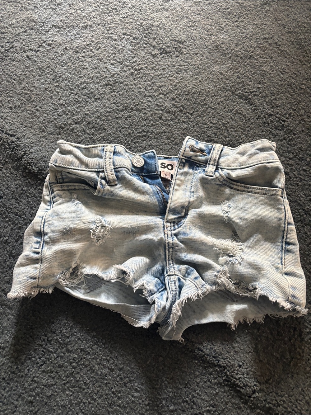 SO Light Blue Distressed Frayed Denim Shorts